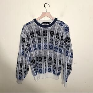 VNTG BOTANY crewneck sweater M eclectic grandpa cabin core knit